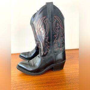 Old West Youth Kids Leather Cowboy Boots Comfort sole size 3.5(035)